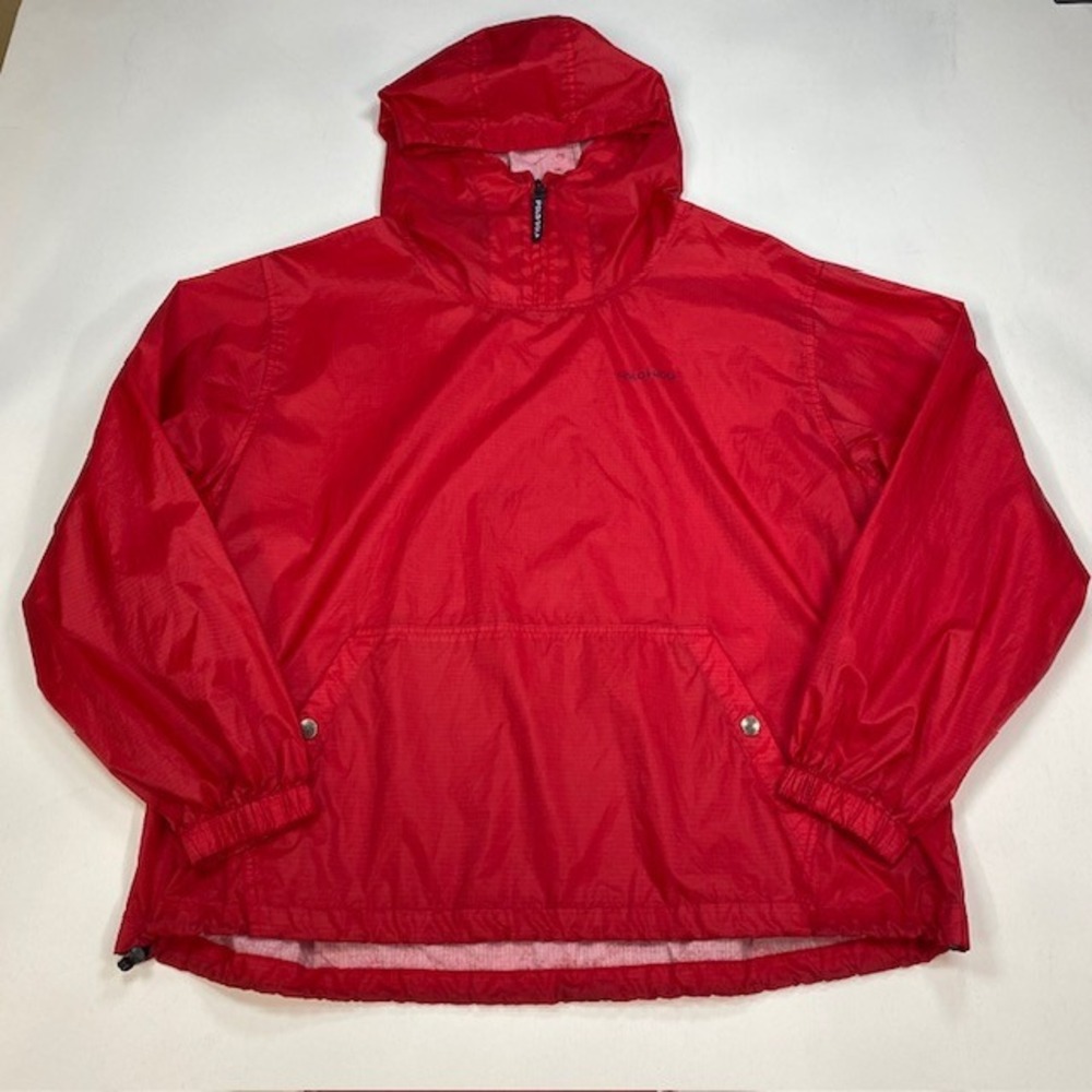 Polo Golf Ralph Lauren Mens Red Ripstop Nylon Half Zip Hooded Windbreaker Large